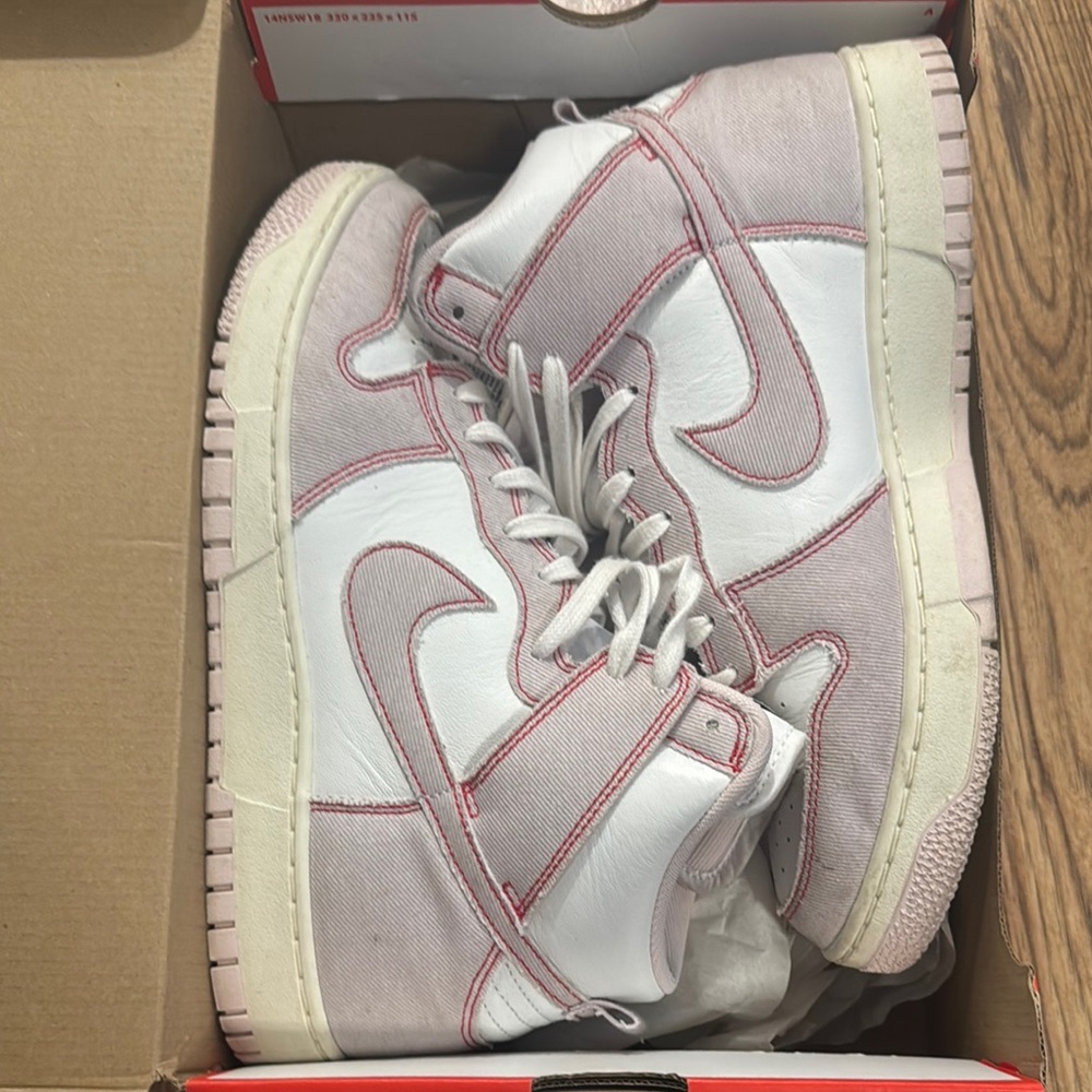 Nike White and Pink High-Top Sneakers